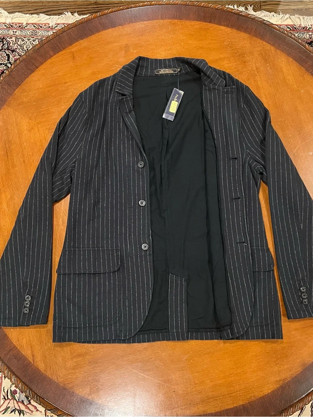 NWT Ralph Lauren Cotton Knit Striped 3-Button Unstructured Blazer Flatiron Large